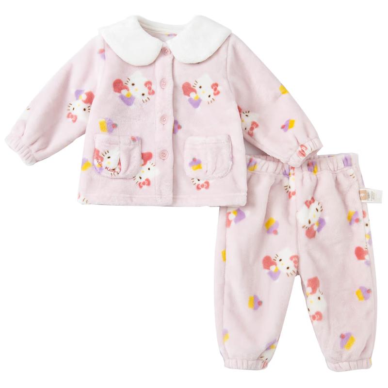 Davi & Bella Hello Kitty Collaboration Winter Girls  Flannel Homewear Set 100cm