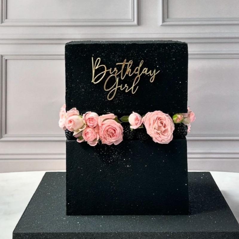 6pcs Happy Birthday Cake Toppers Rose Gold Acrylic Side Birthday Cake Decoration Cake Topper for Baby Dessert Decoration