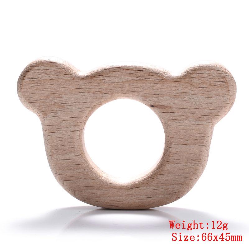 5Pcs/Lot Food Grade Wooden Teether Toys Animal Shape Wood Necklace Pendant for Baby DIY Wooden Teething Chew Toys