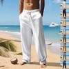 Men's Hip-Hop Breathable Cotton-Linen Blend Relaxed-Fit Casual Straight-Leg Trousers
