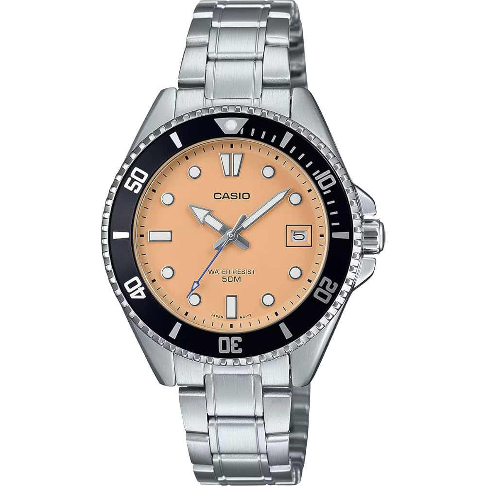 Casio Standard Analog Watch MDV-10D-4A2V Apricot Metal Band for Boys and Girls