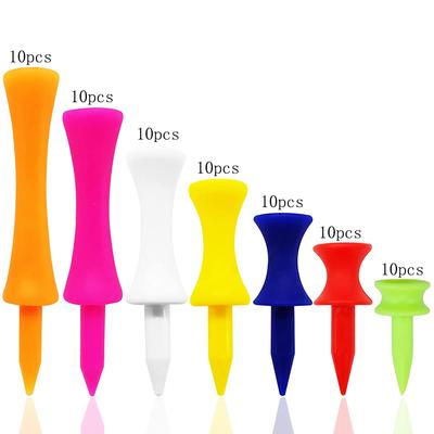 70 Pièces Tees de Golf Plastique Incassable Tailles Mixtes 7 Couleurs pour Pratique de Golf