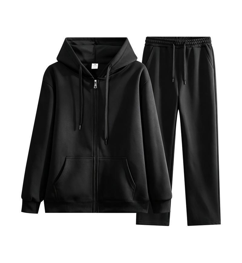 Autumn/Winter Women's Casual Solid Color Hoodie & Wide Leg Pants Set