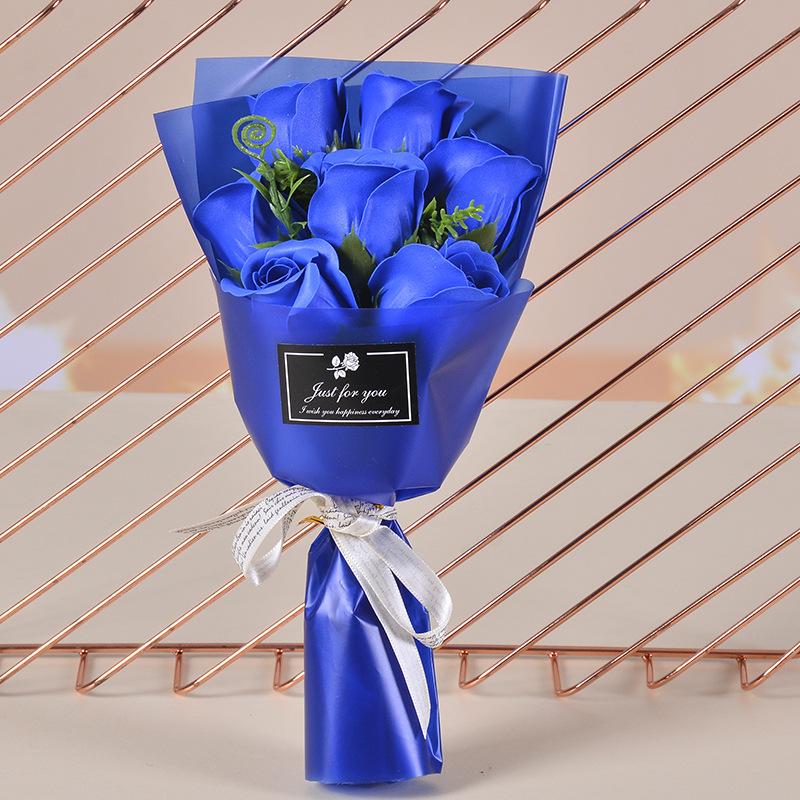 Teacher's Day 5-Flower Bouquet - Red Carnation & Soap Roses, Valentine & Qixi Gift
