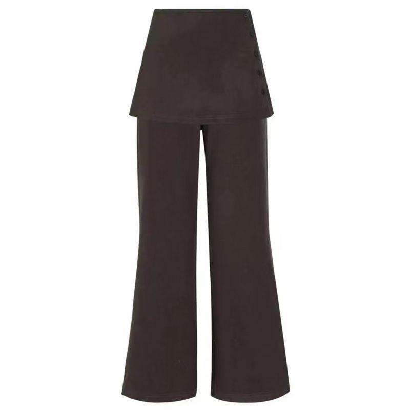 Korean-Style Fleece-Lined Slim-Fit Flare Pants: Women s Elegant Winter 2025 Collection Coffee Regular [For Under 160cm]