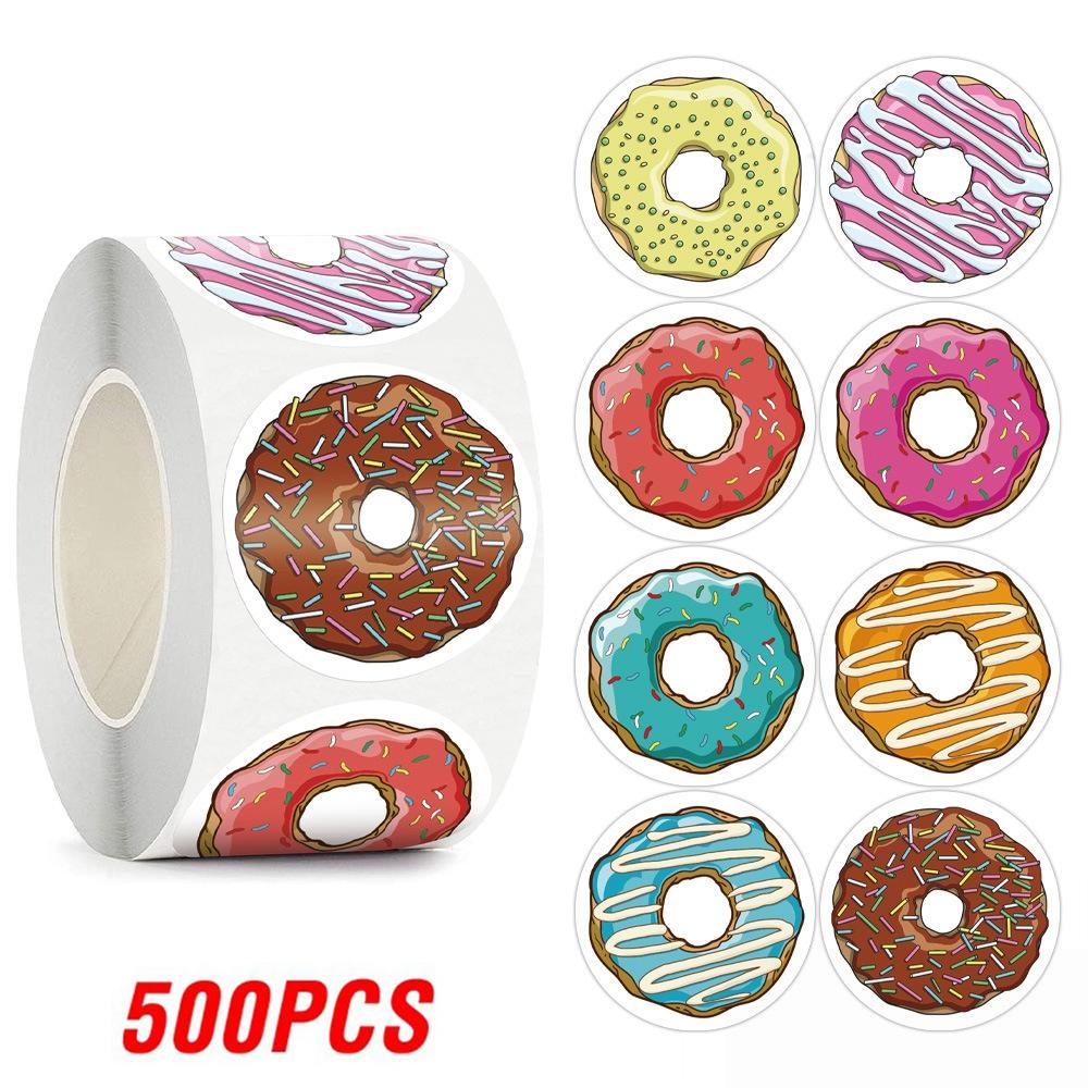 100-500Pcs High-Quality Donuts High-Quality Sticker 1Inch High-Quality Colorful Youngsters High-Quality Label High-Quality Baking High-Quality Store