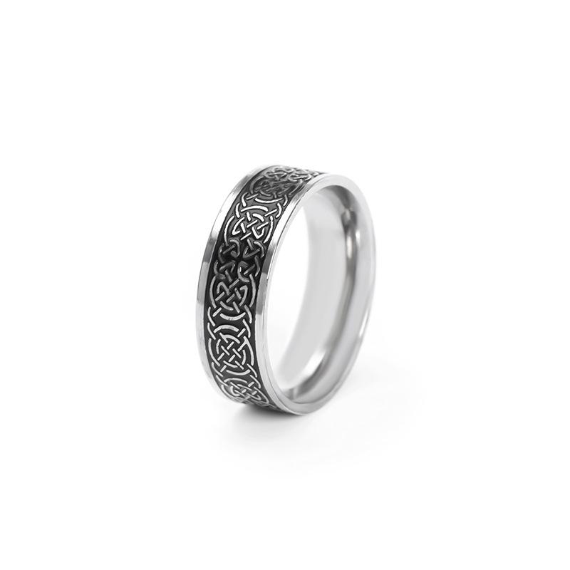 

2022 Nordic Odin Solomon Lucky Knot Totem Embroidered Men s Ring Size 11 серебряный
