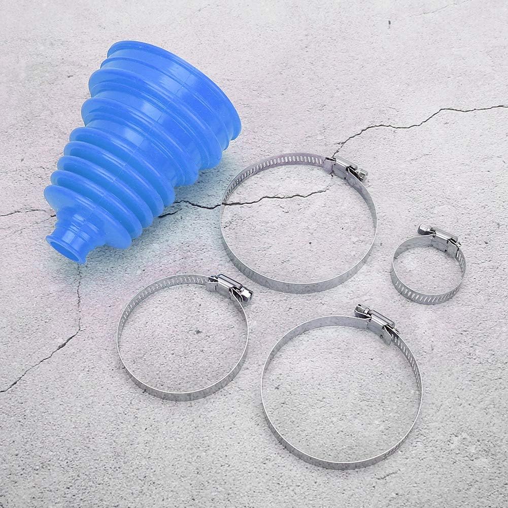 CV Boot Kit, Universal Silicone CV Axle Boot Dust Cover, Rubber, Ball Head Design, Blue, 1 Dust Cover and 4 Clamps