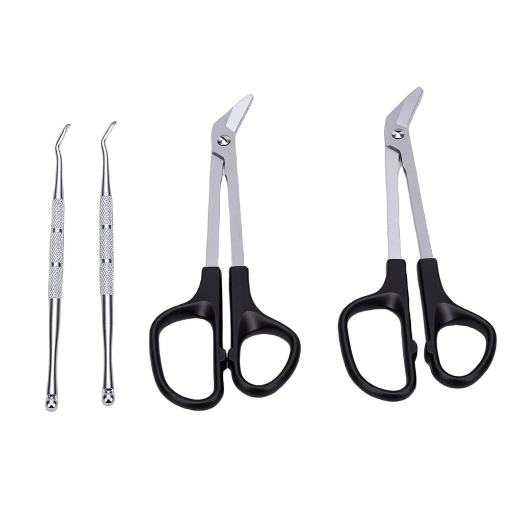 Long Handle Toenail Scissors Stainless Steel Bandage Scissors with Nail Lifters for Salon Home Use