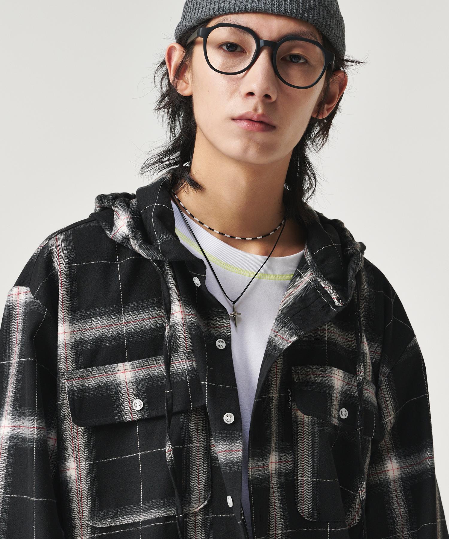 Ghost Street Semi-Overfit Two-Pocket Check Hoodie Black M