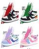 2025 New Girls' High-Top Leather AJ Sneakers: Autumn/Winter Cotton Shoes for Middle-Aged Children