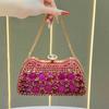 Lady Holding A Bag, Exquisite Evening Bag, Bag with Hollowed-out Design and Diamond Inlays, Handbag with Chain, Lady's Bag