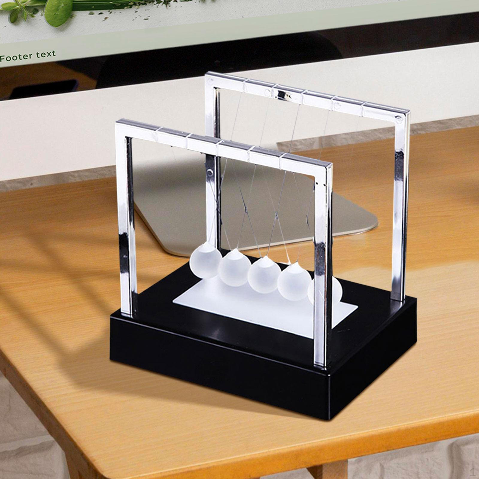 

Colorful Light Newtons Cradle Physics Toy Set for Kids Black Base