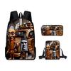High-end Ice Plus fire Soccerly Foot Ball 3D Design 3pcs/Set Learner Bags Everyday Laptop Knapsack Backpack Sling Carry Tote Pencil Pouch