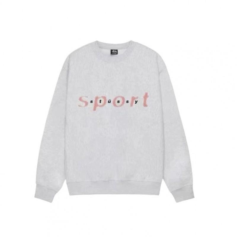 STU26 Otoño Invierno Unisex Oversized Algodón Cuello Redondo Sudadera de Manga Larga Adolescentes Adultos