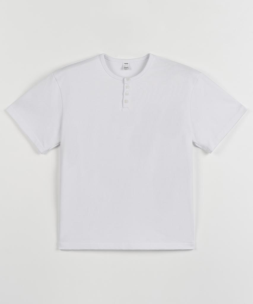 TOFFEE [2Pack] Slim Crop Henley Neck Half T-Shirt (Type B)