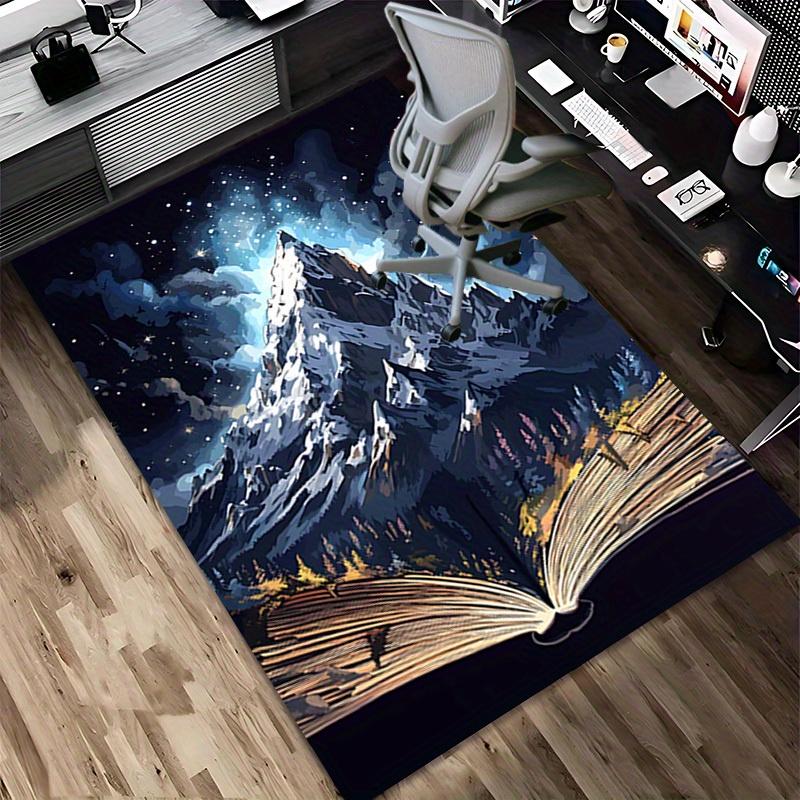 1pc Mountain Open Book Themed Rug for Home Decor, Non-slip Office Carpet, Chair mat, Outdoor Mat, Christmas and Halloween gifts-0731123