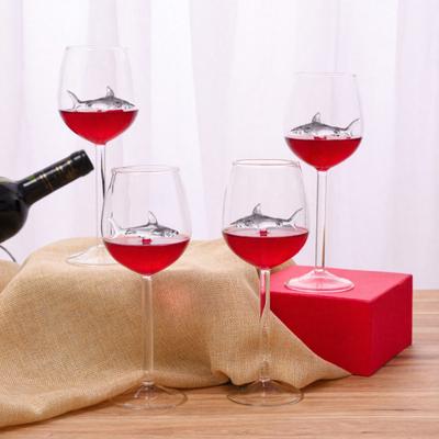 Shark Wine Glasses Set Hand-Blown Lead-Free Glass Goblet Novelty Shark Wine Tumbler Funny Gift for Wine Lovers & Shark Enthusiasts