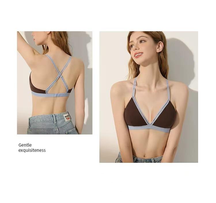 Französischer Triangel-Cup Damen-BH-Set - Schlankmachender Effekt, Tiefer Ausschnitt, Sexy, Schöner Rücken, Herbst Dünner Stil