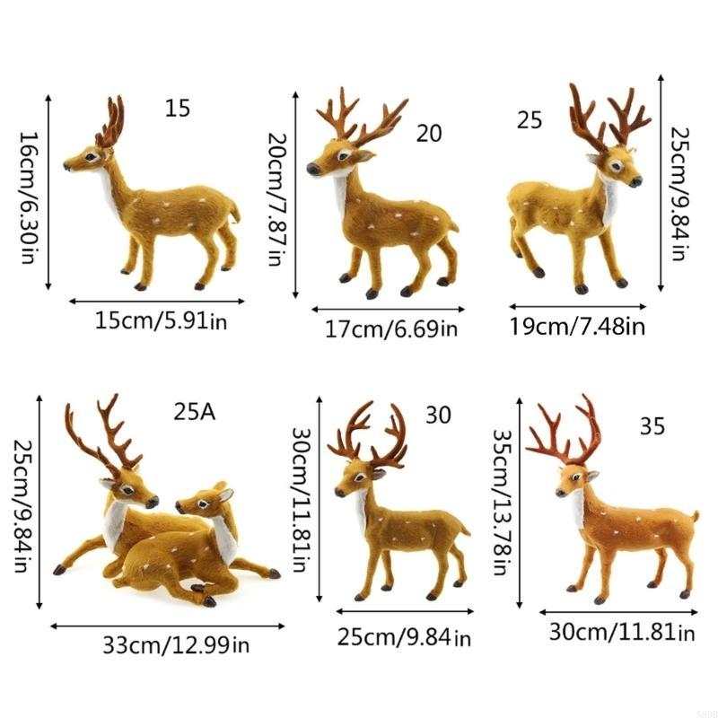 N80B for Creative Christmas Elk Ornament Simulation Winter Elk Figurine Crafts Decor for Home Restaurant Bar Table Decoration