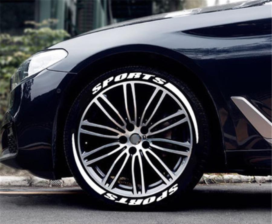 3D 8 Groups Sports Blade Night Reflective Permanent Tire Lettering Car Decals Decoration Stickers Kit Stickers for 4 Tires