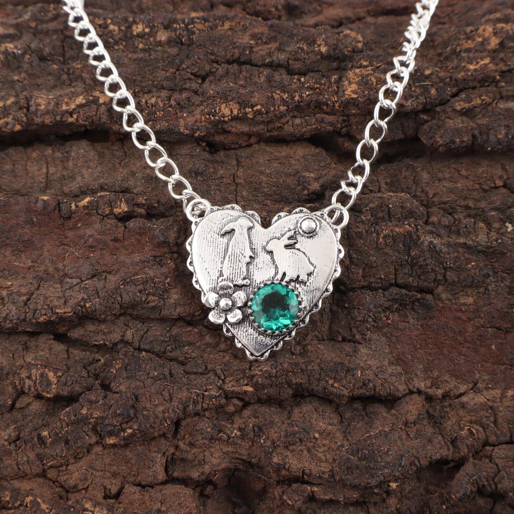 Bijuterii Pandantiv Piatră Prețioasă Smarald Verde, Pandantiv Superb din Argint Făcut Manual, Bijuterii din Argint Sterling 925 Pentru Cadou de Nuntă