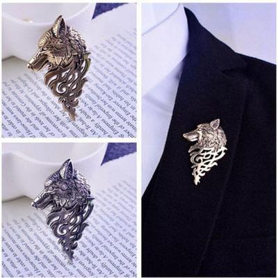 Class Vintage Fashion Suit Collar Wolf Brooch Punk Lapel Badge Pin