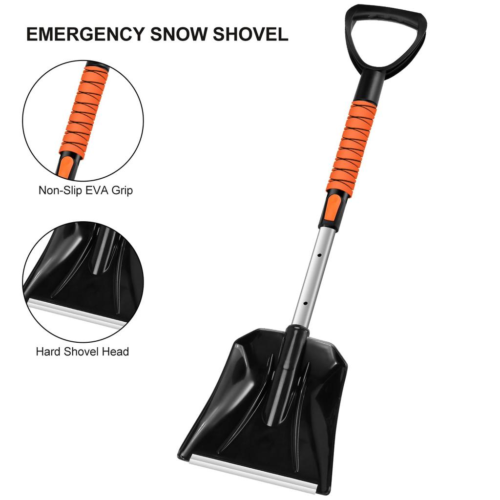 Odoland Telescopic Snow Shovel Snow Rotating Snow and Defrost Made of Lightweight Aluminum Alloy and Assembly Includes a Car Snow Snow and Car Shovel