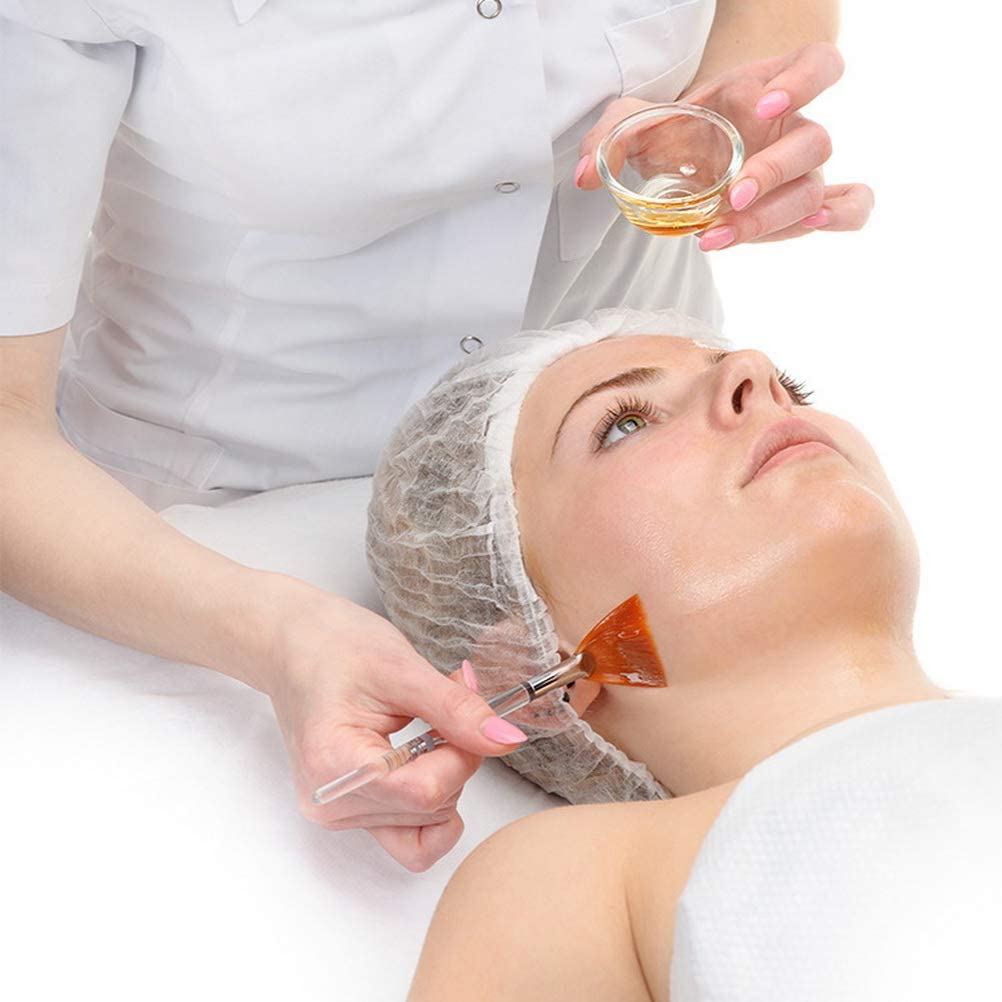 Professional Face Mask Brush Set, White and Orange Fan Applicators, Synthetic Bristles, 12.5cm Length, 4 Pack