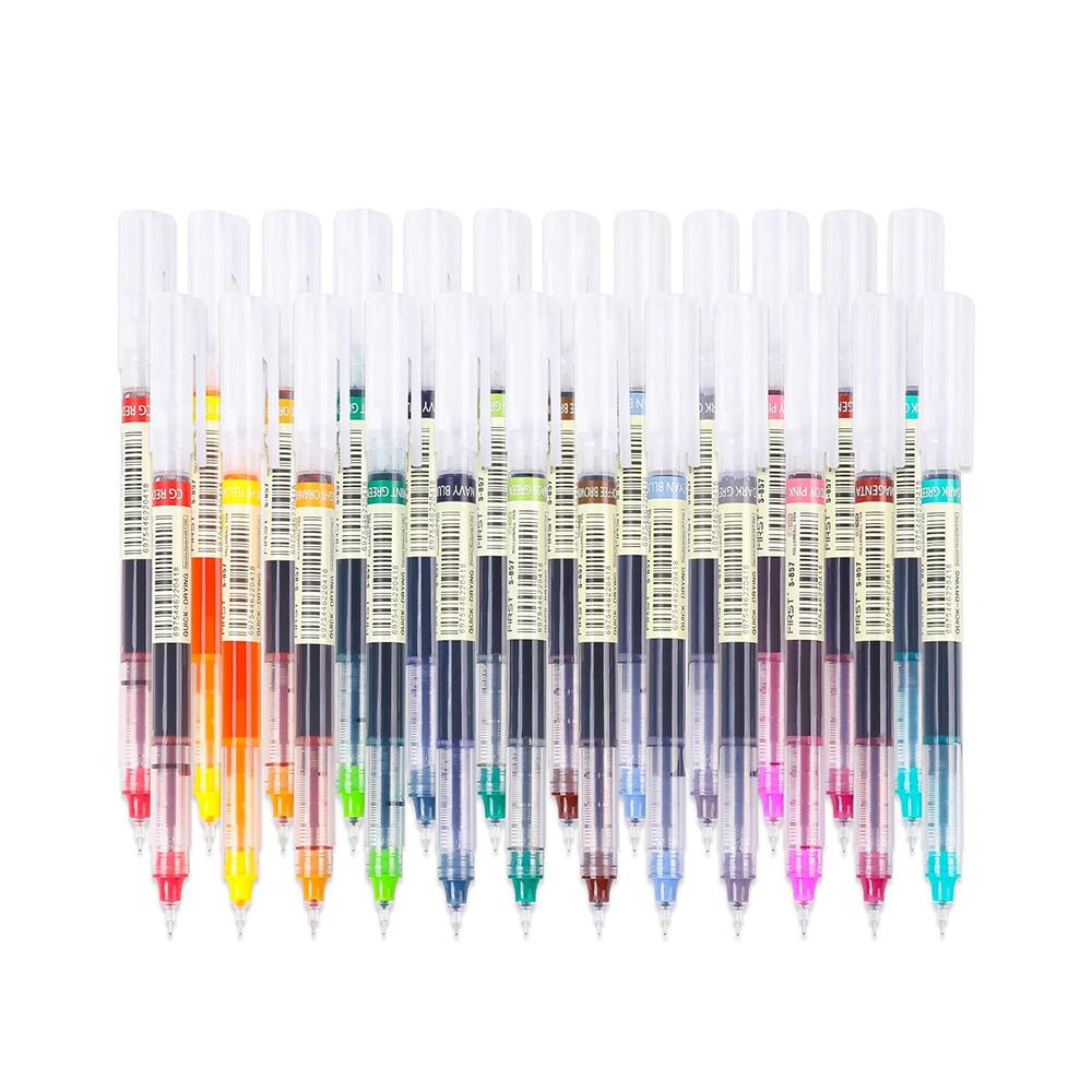 12-24PCS Color Quick-drying Straight Liquid Full Needle Pen, Simple Large Capacity Neutral Pen, Suitable for Drawing,Note-taking