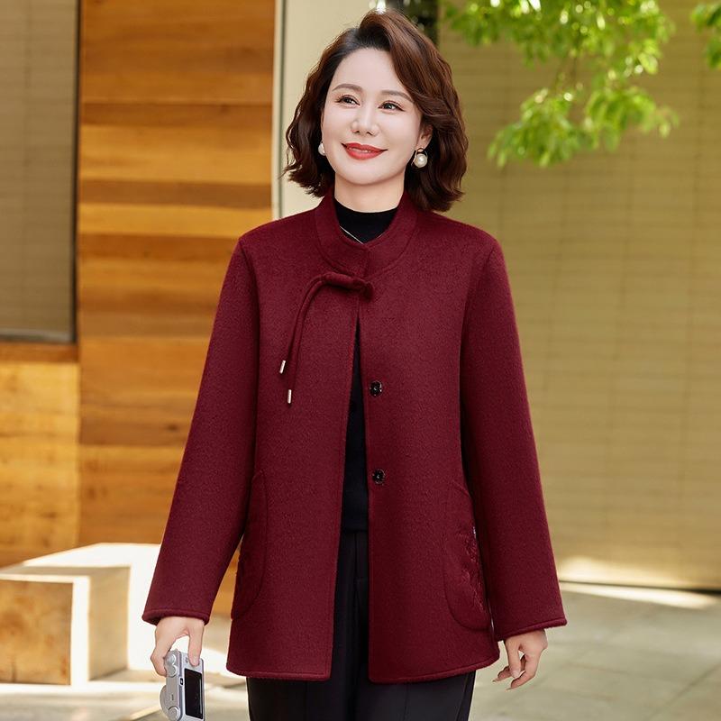 Осеннее шерстяное пальто новое женское двустороннее шерстяное пальто XL (recommended 80-52.5kg) бордовый