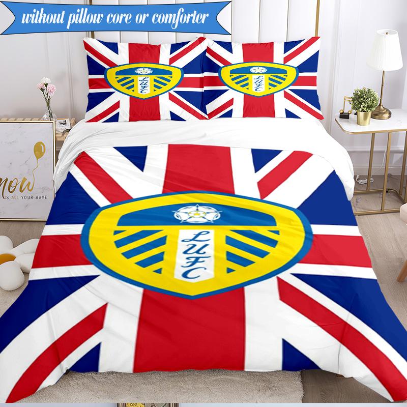 3PCS Leeds Crest Design Printed Soft Bedding Set,Including 1pc Duvet Cover And 2pcs Pillowcases Perfect for Bedroom, Dormitory, Fan gift