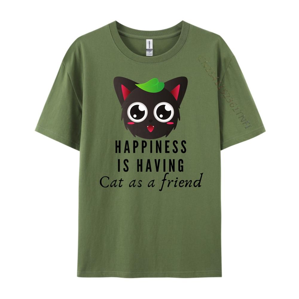 Happiness Is Having Cat Cat Black T Shirt T-Shirt Print XS Graphic T Shirts Men's Shirts Printing