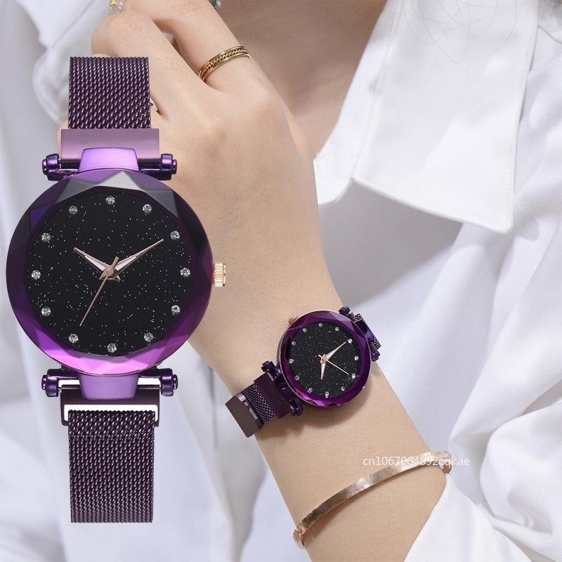 Women Fashion Diamond Quartz Wristwatches Luxury Women Watches Ladies Magnetic Starry Sky Watch Reloj Mujer Zegarek Damski