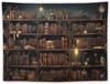 Retro Bookshelf Tapestry Vintage Library Wall Hanging Tapestries,Old Books On Shelf Classical Study Room Student Study College