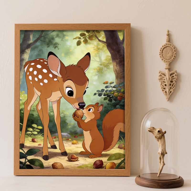 Disney Diamond Art Painting Kit 5D Bambi And Thumper Diamond Painting Dot Art Kit Home Wall Decor Round 20x30cm