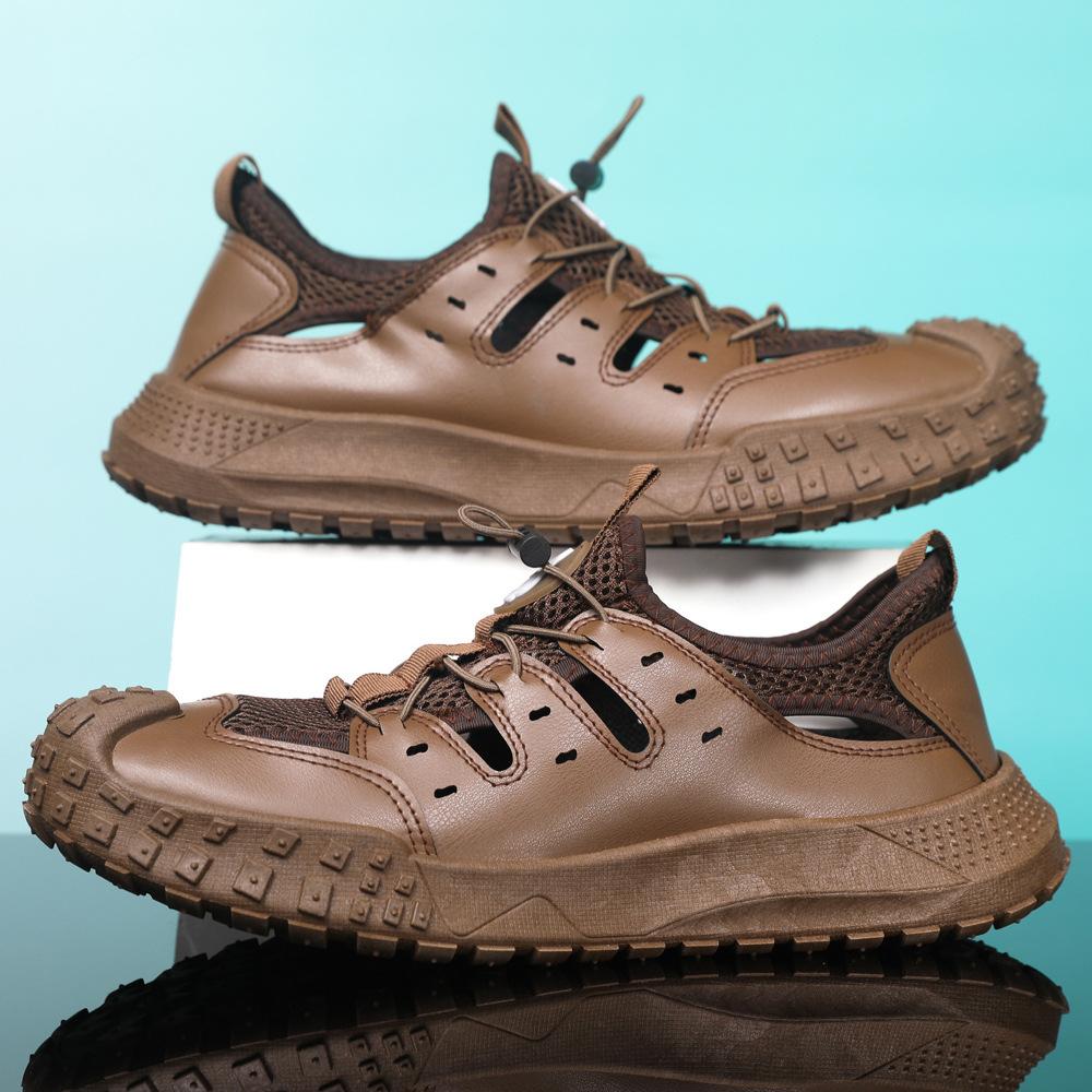 Men's shoes large size new summer breathable casual hole shoes lazy one pedal outdoor trend soft sole comfortable sandals