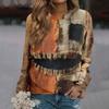 Women's Casual Long Sleeve Neck Halloween Print Sweatshirt Top
