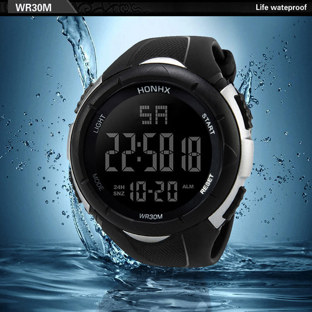 Luxuriöse Herren-Armbanduhr, analog, digital, Militär, Sport, LED, wasserdicht