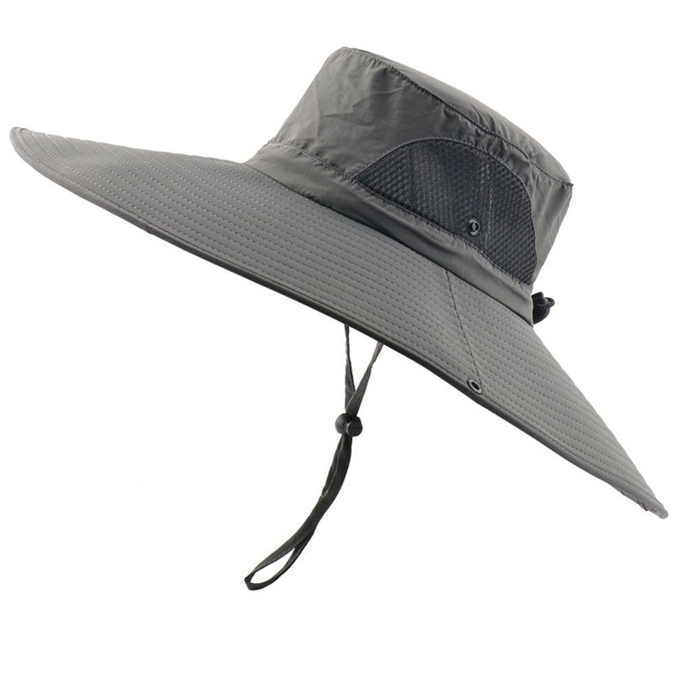 

Men Women Wide Visor Brim Hat Boonie Bucket Cap Summer Fishing UV Sun Protection серый