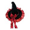 Xiaobudian Halloween Witch Hat for Women, Velvet Wizard with Ruffle Brim And Bow Party, Masquerade, Cosplay Costume Accessory