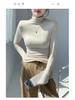 Women's H393 High Neck Warm Slimming Long Sleeve Top - Autumn/Winter Solid Color Versatile Mid-Neck Base Layer Shirt.