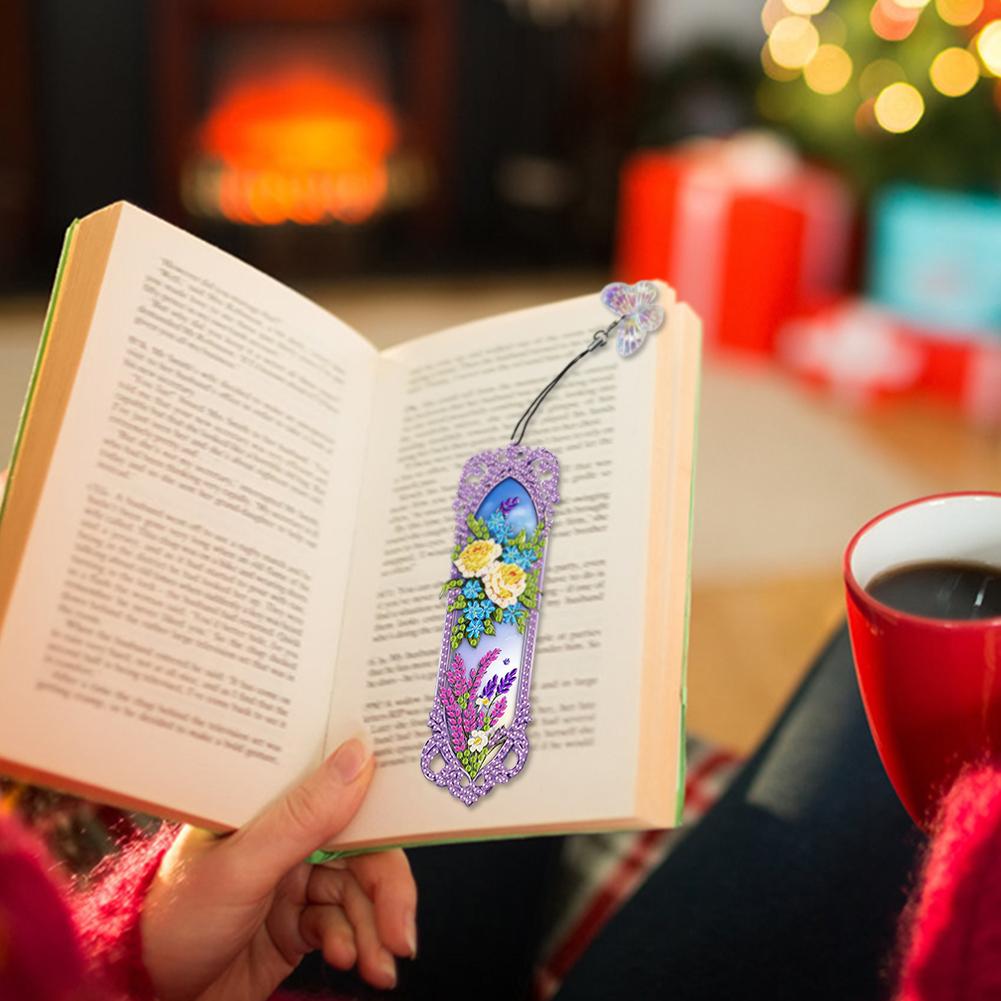 3 Stück Speziell Geformte Bunte Blume Diamant Lesezeichen Kunstprojekt DIY Diamant Lesezeichen mit Kristallanhänger für Zuhause Büro