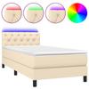 Box Spring Bed with Mattress & LED Cream 80x200 cm Fabric