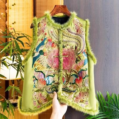Gilet da donna primaverile e autunnale con design ricamato retrò