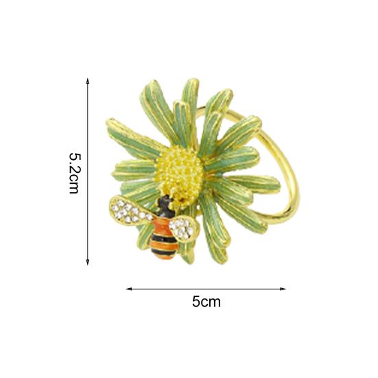4Pcs Napkin Rings Adorable Anti-rust Alloy Spring Flower Bee Painted Napkin Buckle for Party