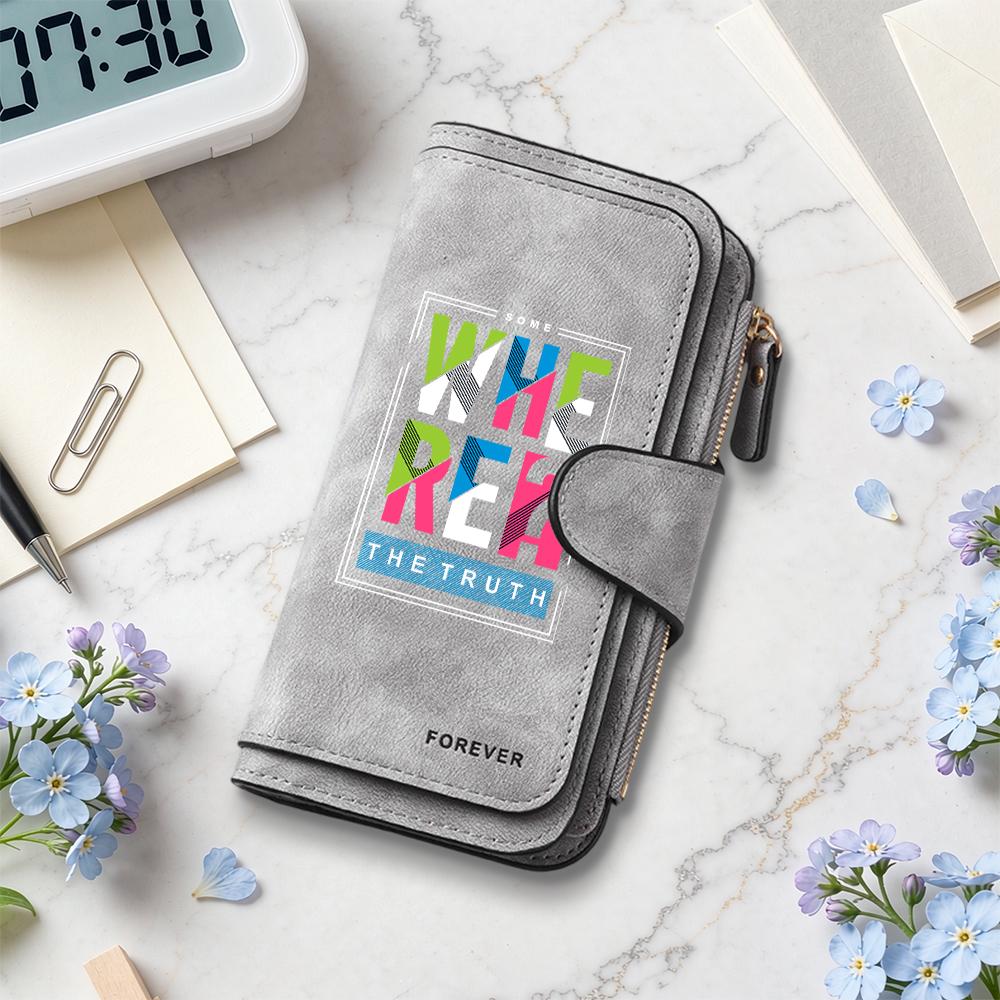 Wearable Long Purse with Fashion Letter Print Multi Slot Portable Wallet for Daily Use