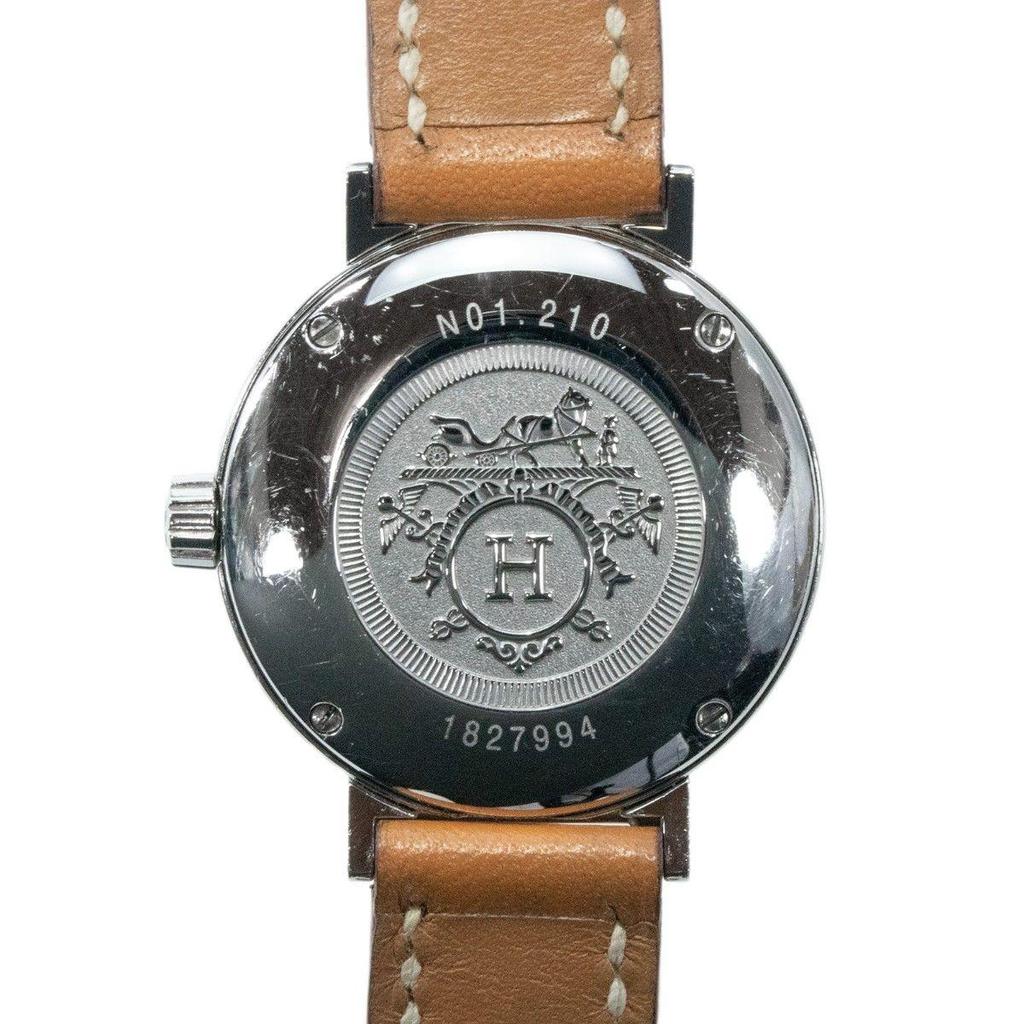 Used Working item Hermes Watch Rechargeable Auto Quartz 3 Hand Ladies Nomade N01.210 White Silver Brown Stylish Beautiful
