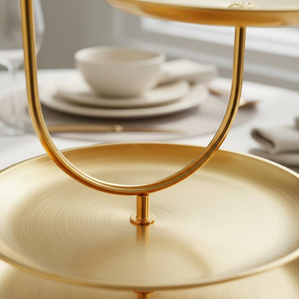 Gold 3 Tier Serving Stand Food Grade Coating Stainless Steel Dessert Tray Tableware Sturdy Base Table Decor Rust Resistant
