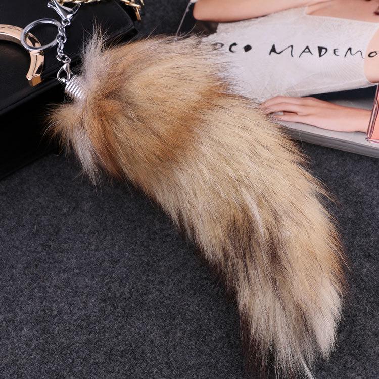 Women's Extra Large Real Fox Tail Keychain Pendant - Car/Bags Winter Charm